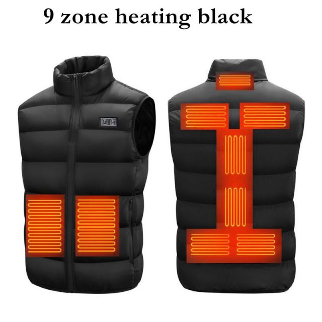 9 Heated Vest Zones Electric Heated Jackets Men Women Sportswear Heated Coat Graphene Heat Coat USB Heating Jacket For Camping